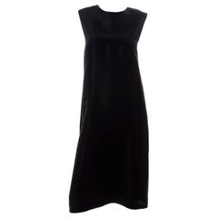 Yohji Yamamoto +Noir - Robe colonne noire sans manches en rayonne texturée sans manches