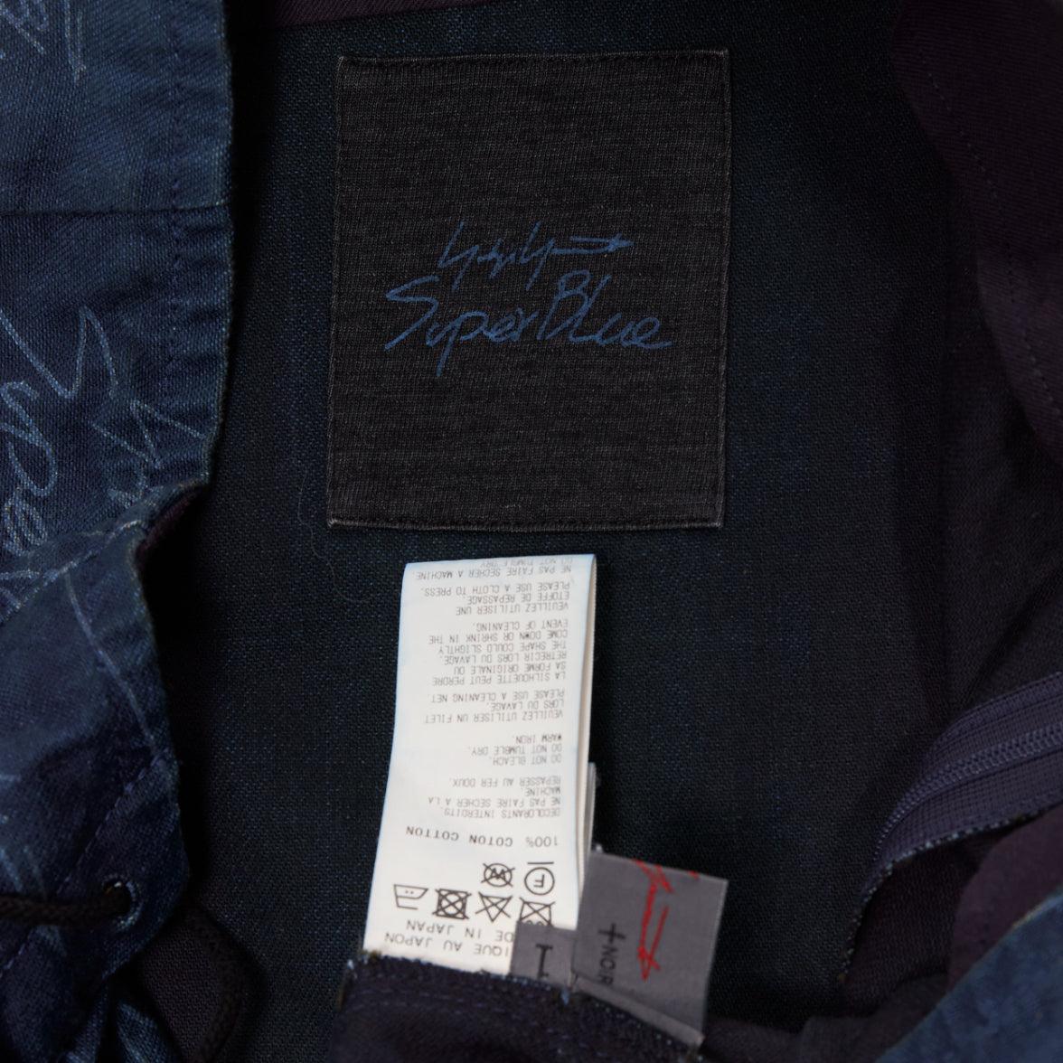 YOHJI YAMAMOTO Noir Superblue blue cotton logo print laced up skirt JP1 S For Sale 3