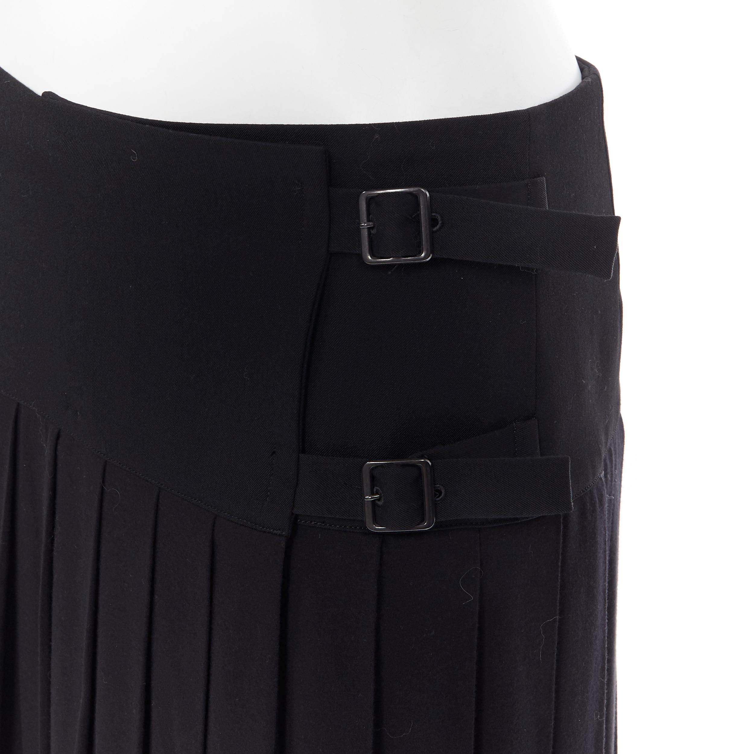 YOHJI YAMAMOTO NOIR wool  buckle closure pleated midi skirt JP1 29