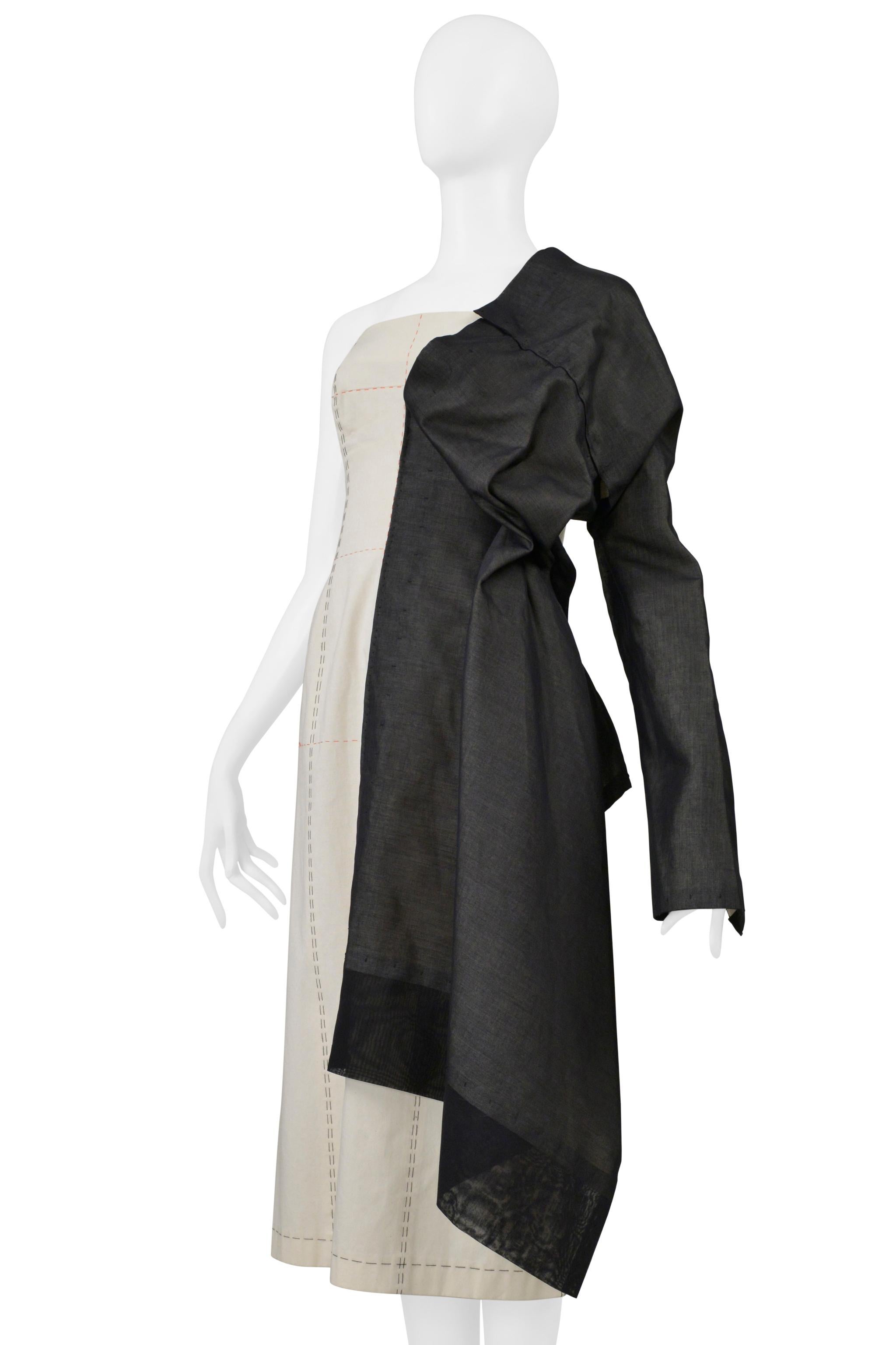 Yohji Yamamoto Off-White Dressmakers Kleid mit halber schwarzer Jacke 2000 im Zustand „Hervorragend“ im Angebot in Los Angeles, CA