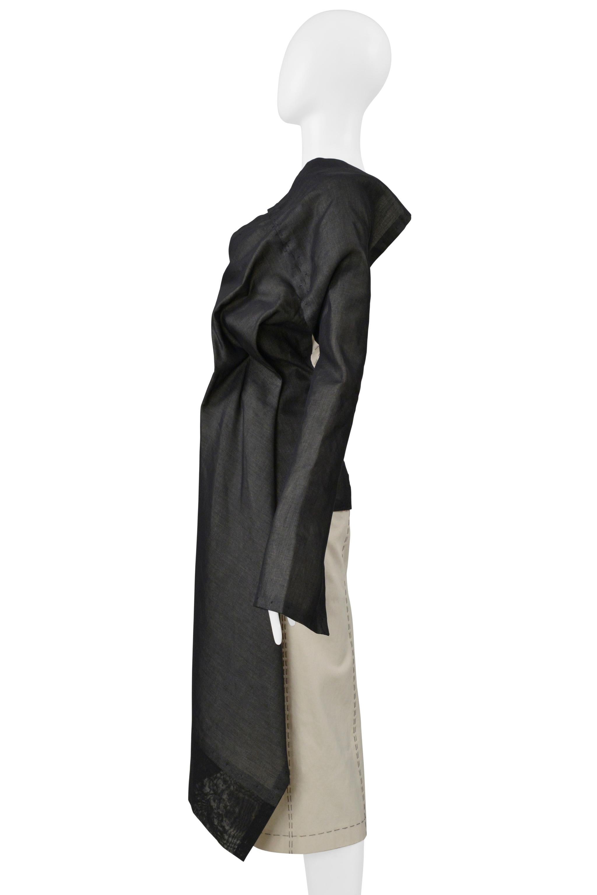Yohji Yamamoto Off-White Dressmakers Kleid mit halber schwarzer Jacke 2000 im Angebot 1