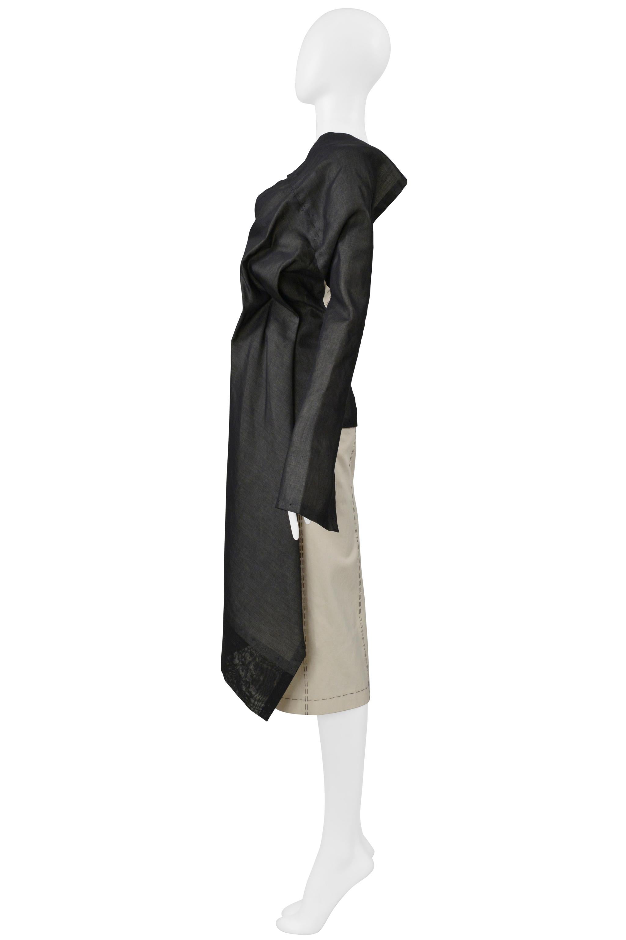 Yohji Yamamoto Off-White Dressmakers Kleid mit halber schwarzer Jacke 2000 im Angebot 2