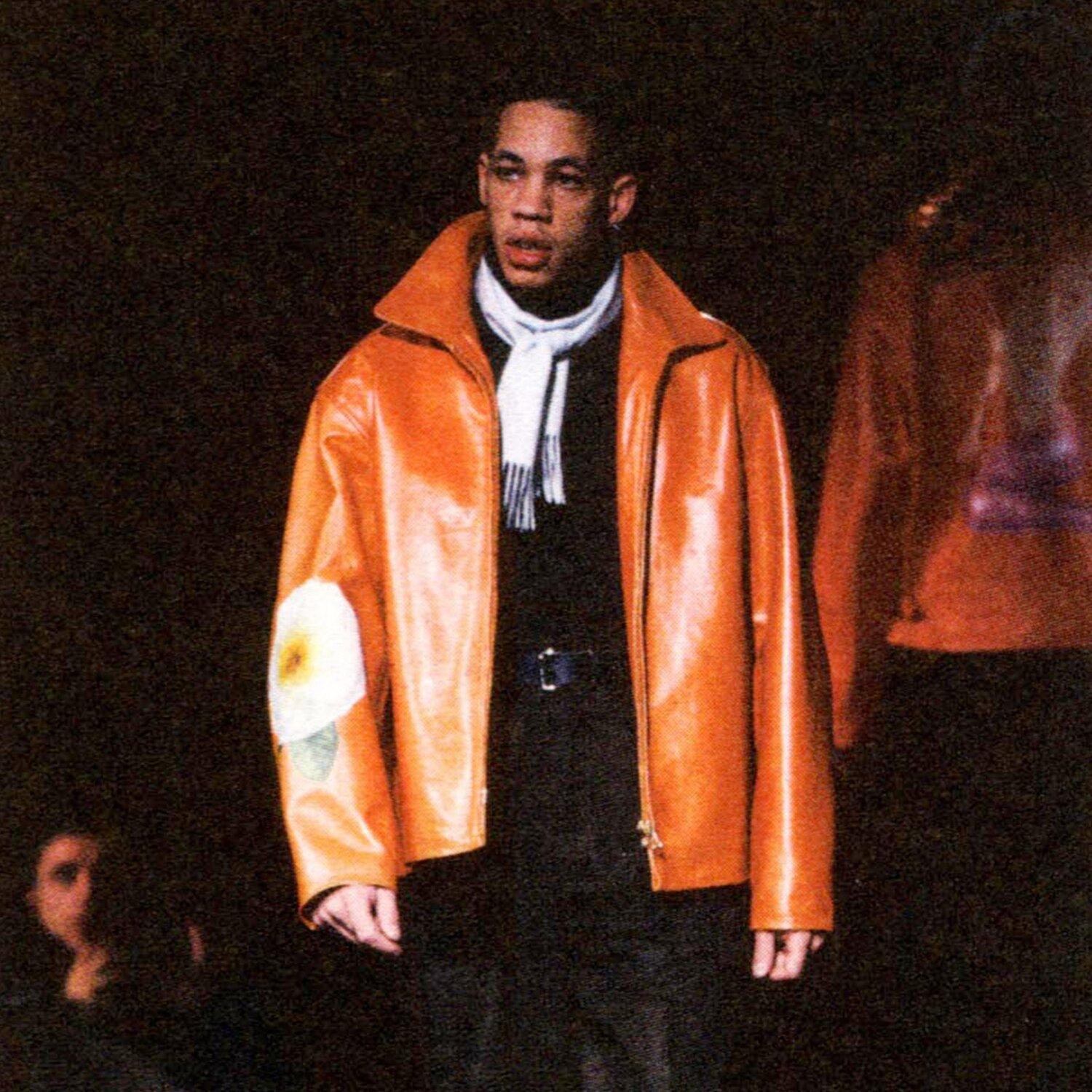 Late 20th Century Yohji Yamamoto Orange Leather Jacket 1991 AW '6・1 THE MEN' For Sale