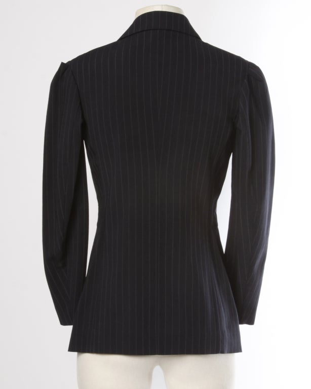 Noir Yohji Yamamoto - Blazer croisé à rayures épinglées XS en vente