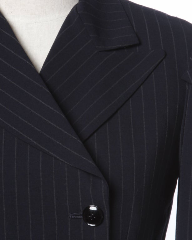 Yohji Yamamoto Pin Stripe Double Breasted Blazer Jacket XS In Excellent Condition For Sale In Sparks, NV