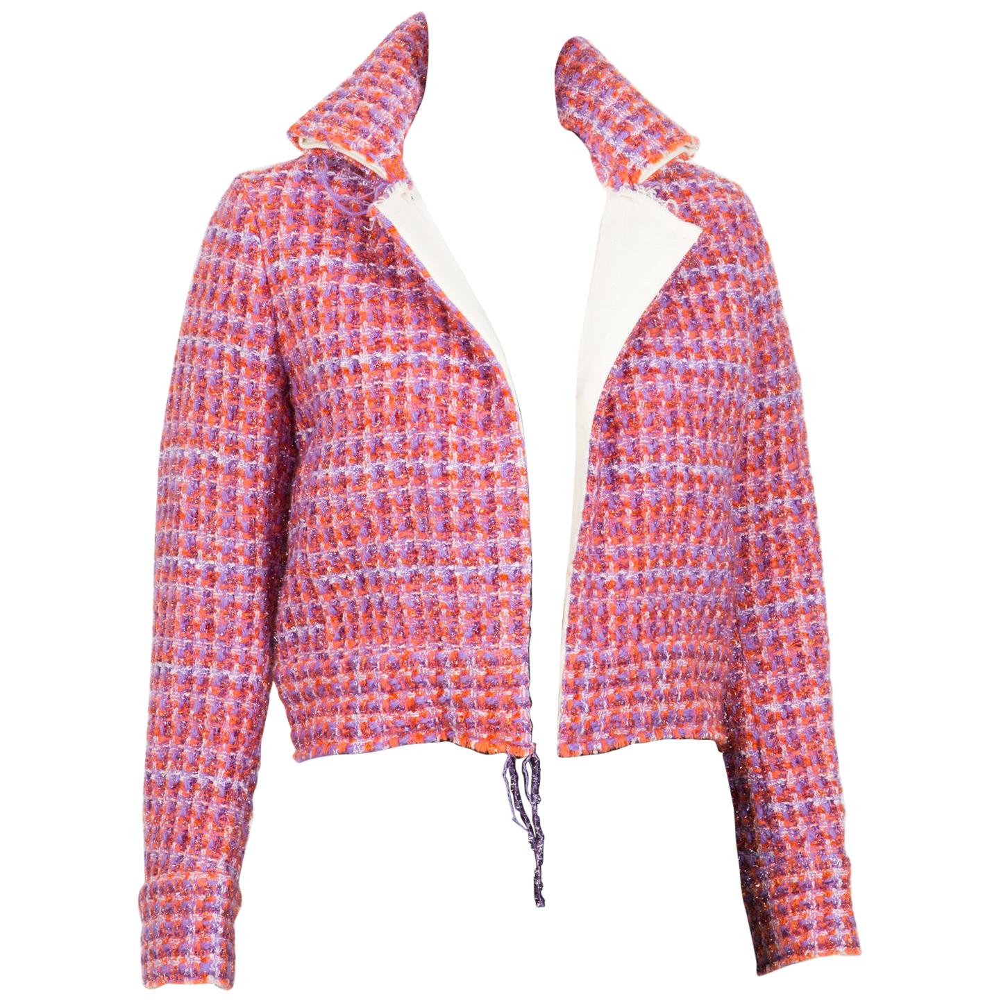 Yohji Yamamoto Pink Boucle Wool Check Jacket