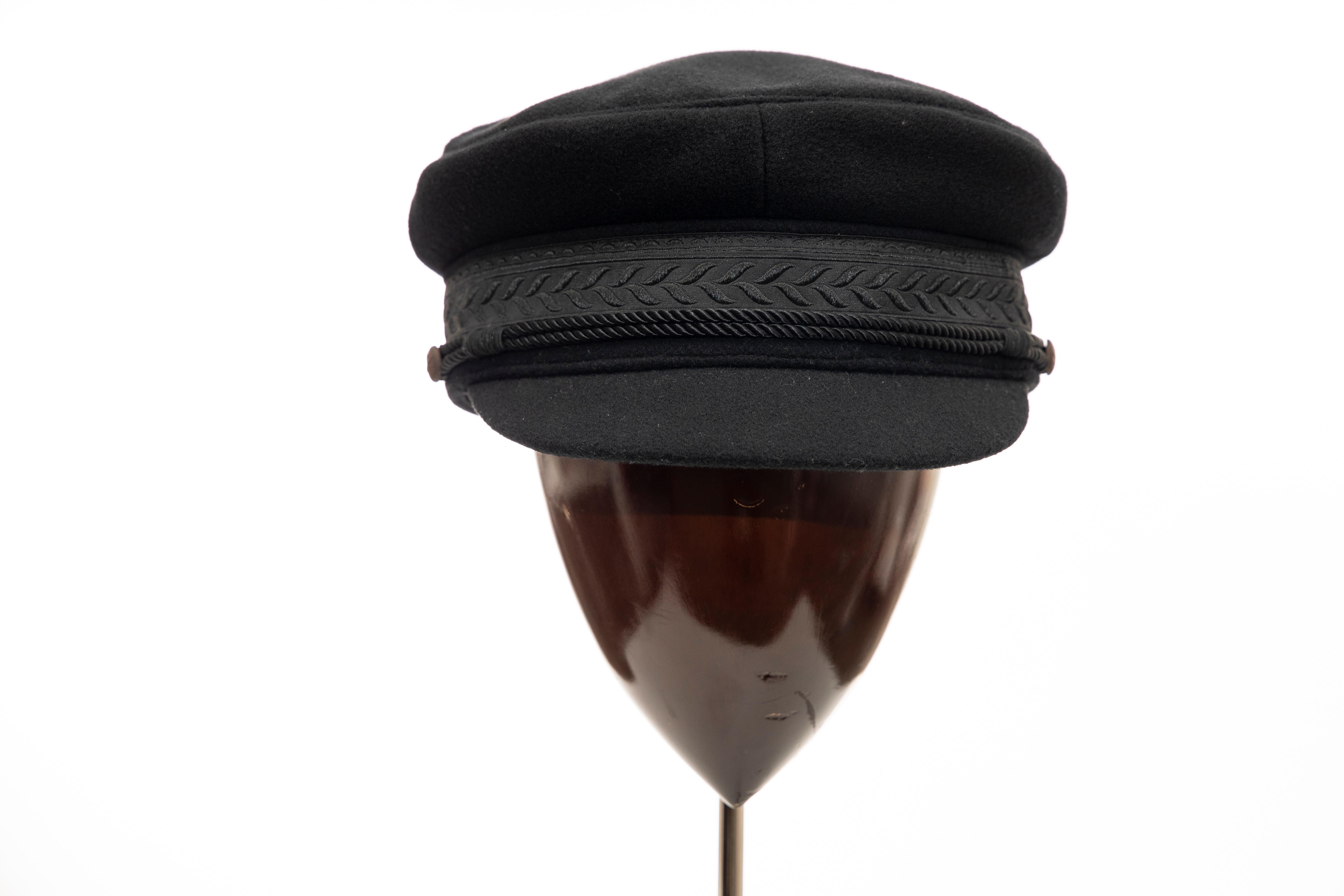 Yohji Yamamoto Pour Homme Black Wool Cashmere Greek Fisherman's Cap, Fall 2012 4