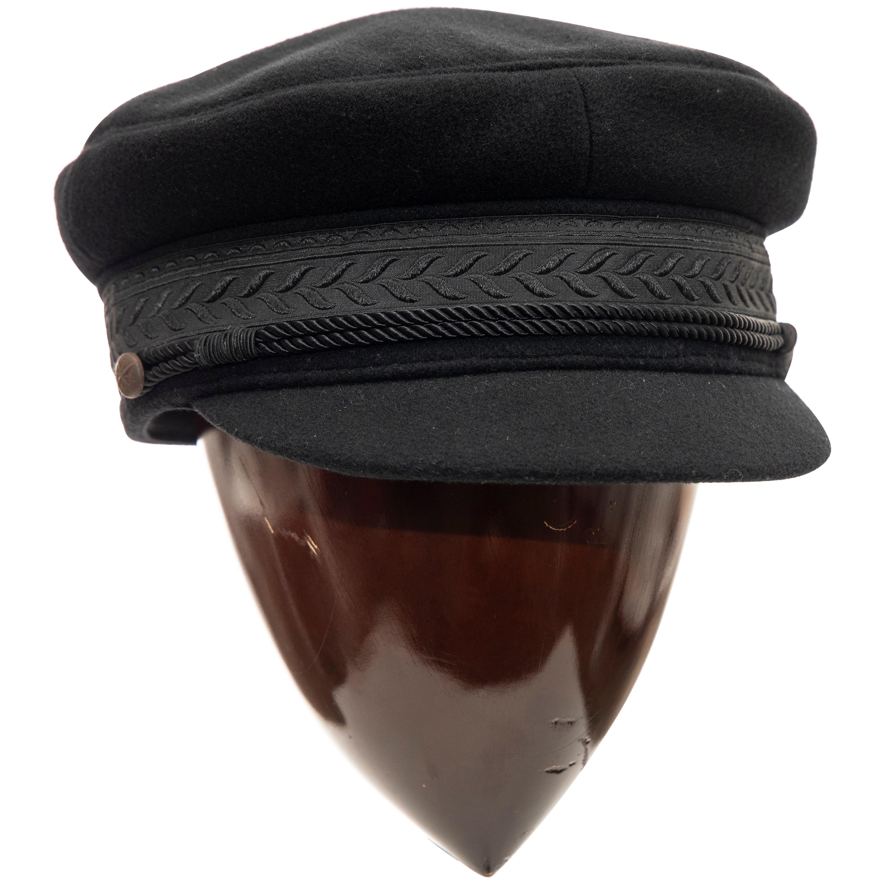Yohji Yamamoto Pour Homme Black Wool Cashmere Greek Fisherman's Cap, Fall 2012