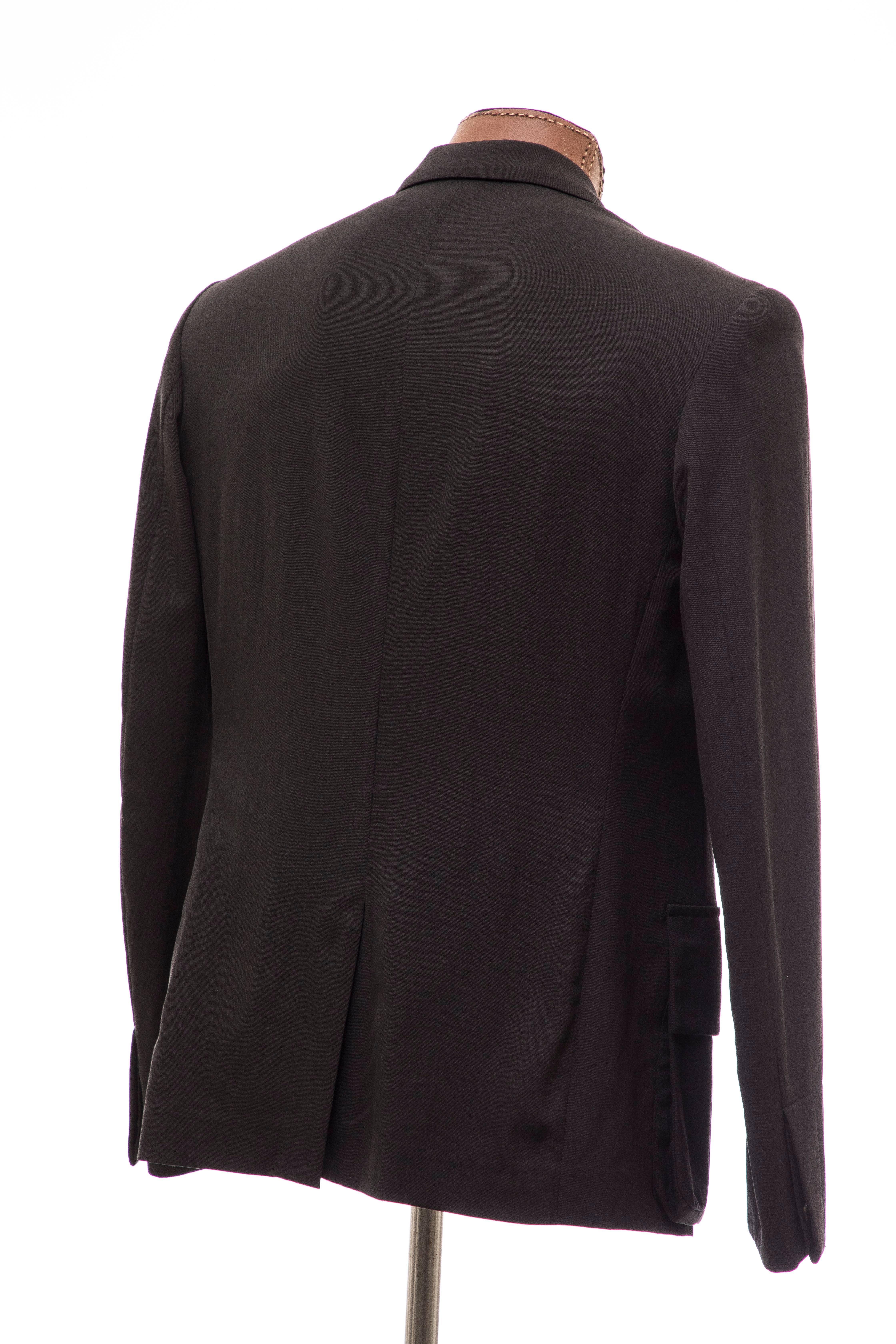 Yohji Yamamoto Pour Homme Black Wing Print Double-Breasted Blazer, Fall 2011 In Excellent Condition In Cincinnati, OH