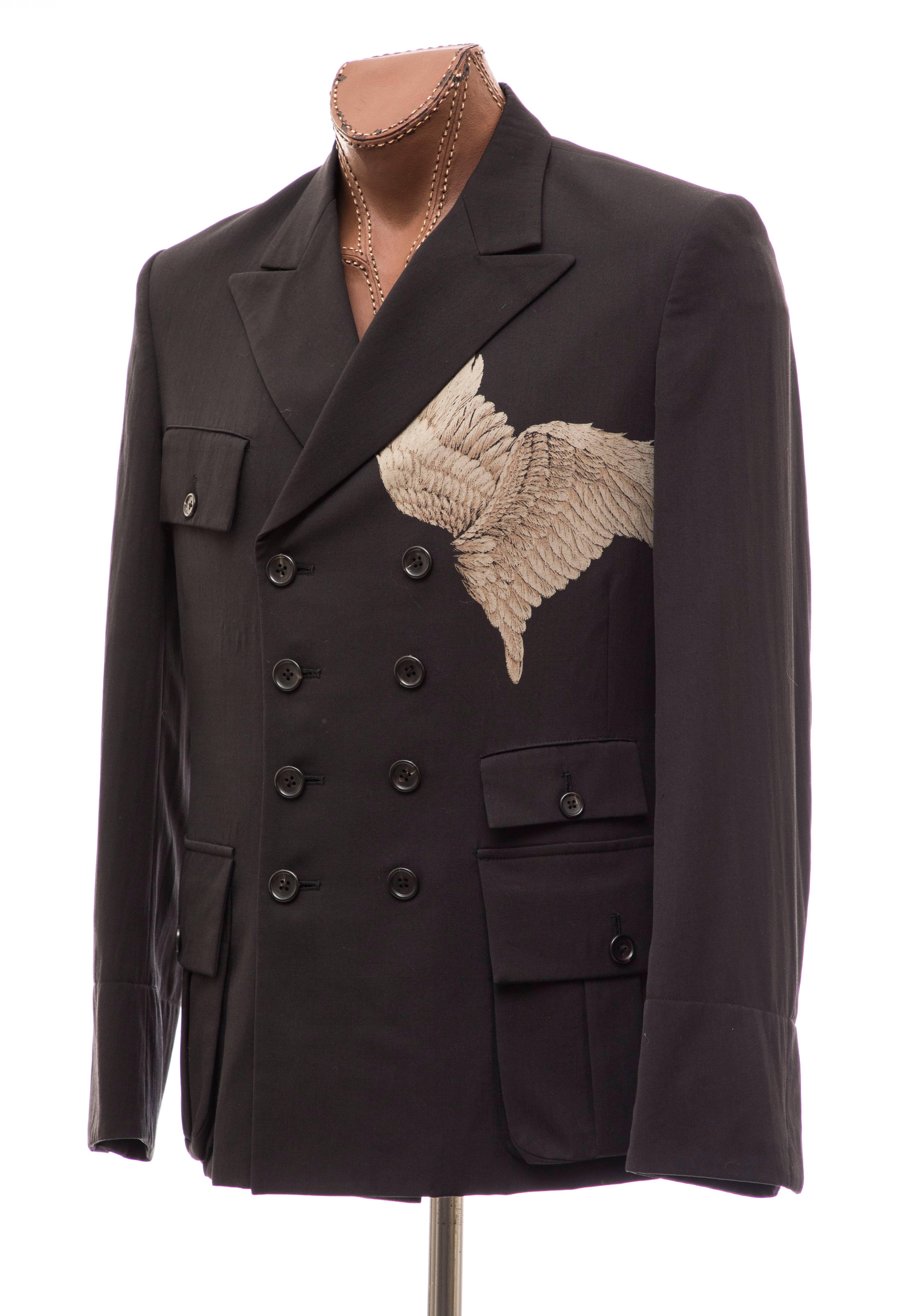 Yohji Yamamoto Pour Homme Black Wing Print Double-Breasted Blazer, Fall 2011 1