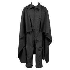 YOHJI YAMAMOTO POUR HOMME FW 17 Size S Black Polyester Wool Flight Cape Jumpsuit