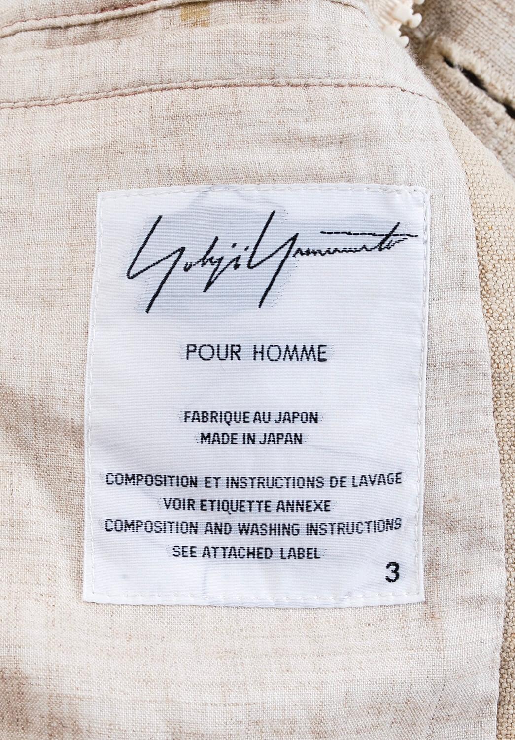 Yohji Yamamoto Pour Homme Heavy Painter Linen Fur Parka Zip Hooded Coat Sz 3(XL) 6