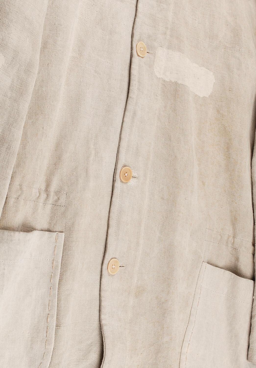 Yohji Yamamoto Pour Homme Schwerer Maler Leinenpelz Parka Mantel mit Reißverschluss Gr. 3(XL) (Beige)