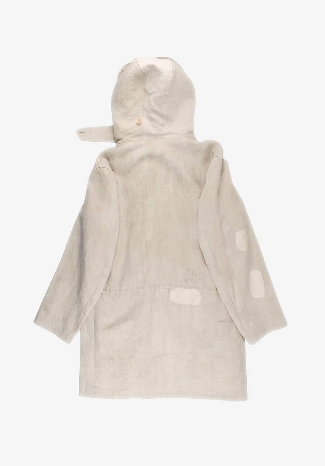 Men's Yohji Yamamoto Pour Homme Heavy Painter Linen Fur Parka Zip Hooded Coat Sz 3(XL)