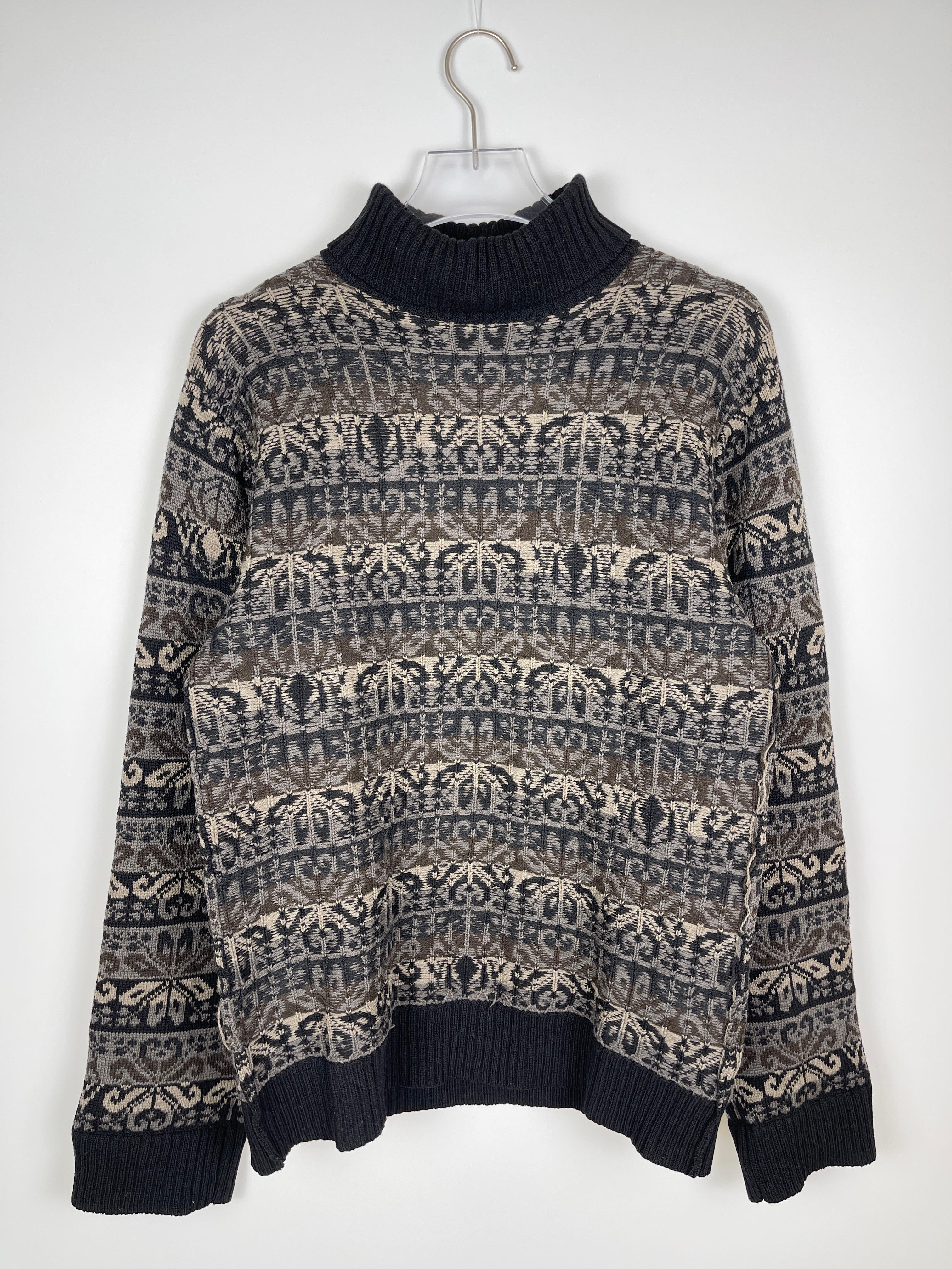 Yohji Yamamoto Pour Homme Intarsia Floral Sweater  For Sale 4