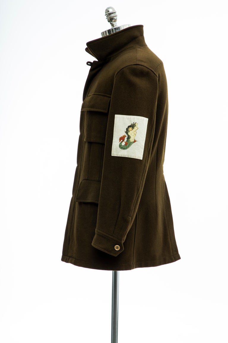 Yohji Yamamoto Pour Homme Men's Wool and Cashmere Printed Patch Jacket, Fall 2003 at 1stDibs