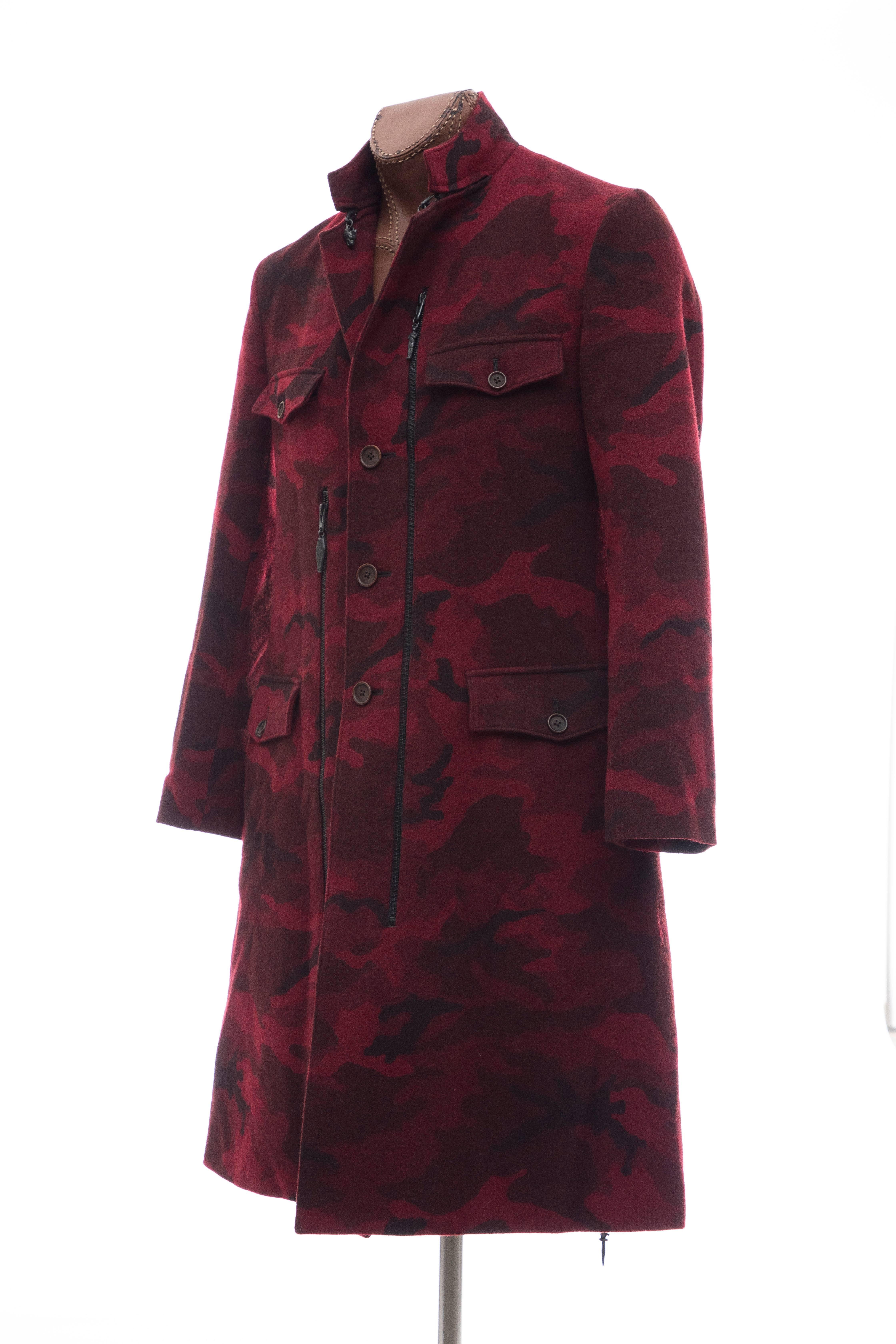 Yohji Yamamoto Pour Homme Wool Camouflage Chesterfield Coat, Fall 2014 For Sale 3