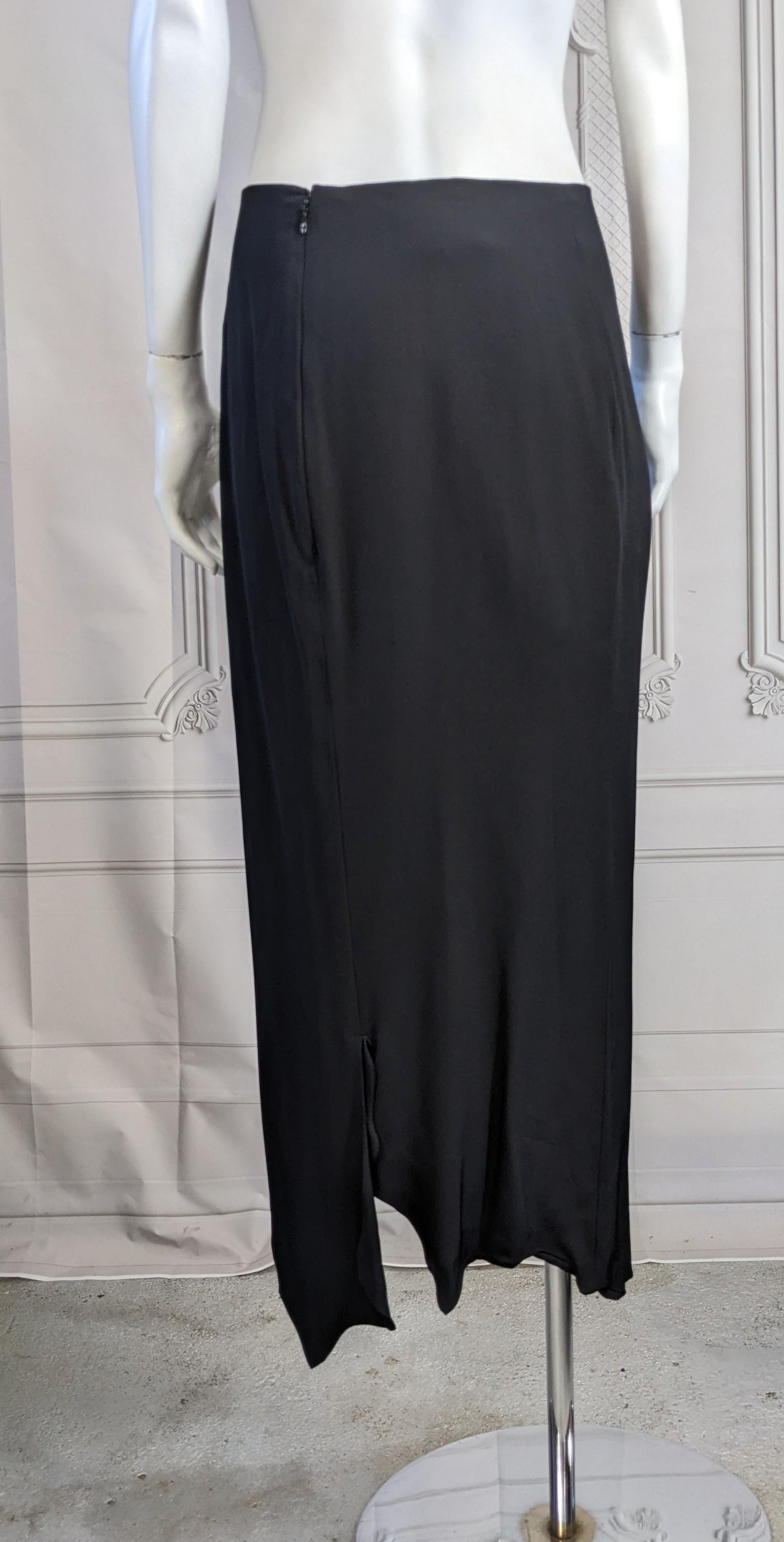 Yohji Yamamoto Ragged Hem Silk Skirt  In Excellent Condition For Sale In New York, NY