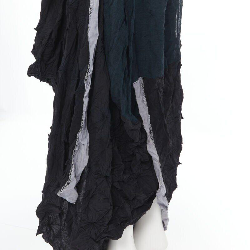 YOHJI YAMAMOTO rare 1995 shibori dyed green black deconstructed dress S For Sale 2