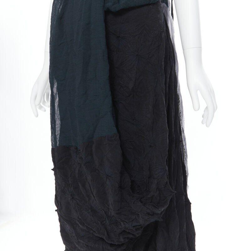 YOHJI YAMAMOTO rare 1995 shibori dyed green black deconstructed dress S For Sale 3