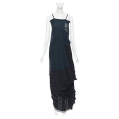 YOHJI YAMAMOTO raro 1995 shibori teñido verde negro vestido deconstruido S