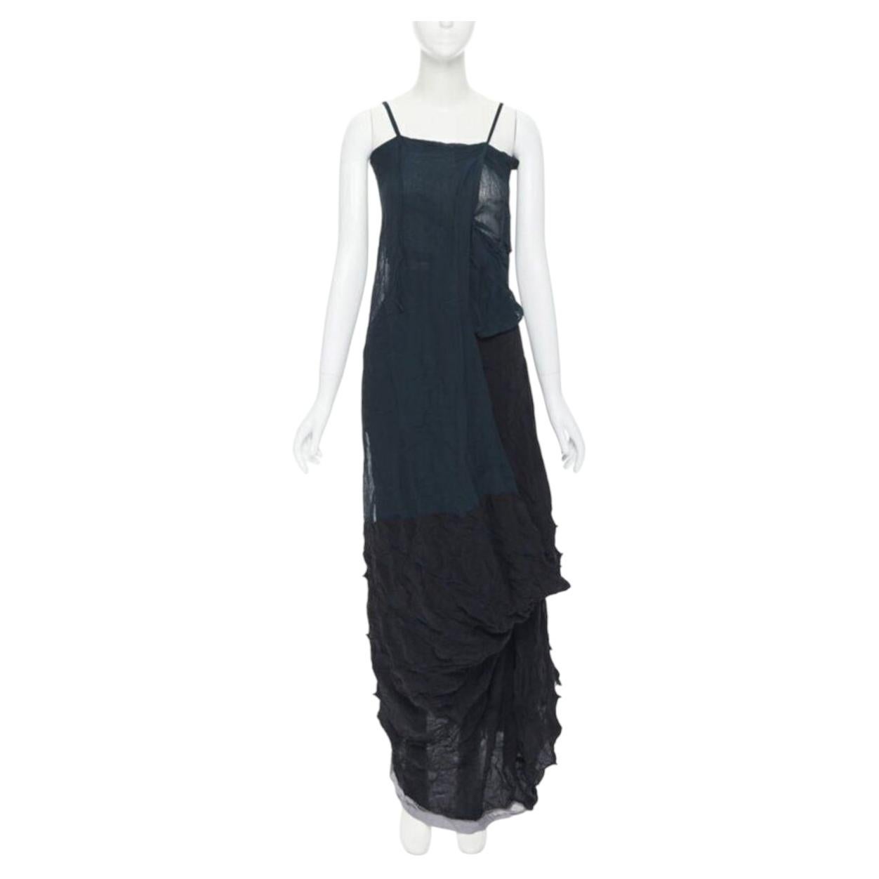 YOHJI YAMAMOTO rare 1995 shibori dyed green black deconstructed dress S