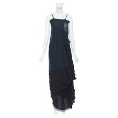 YOHJI YAMAMOTO rare 1995 shibori dyed green black deconstructed dress S