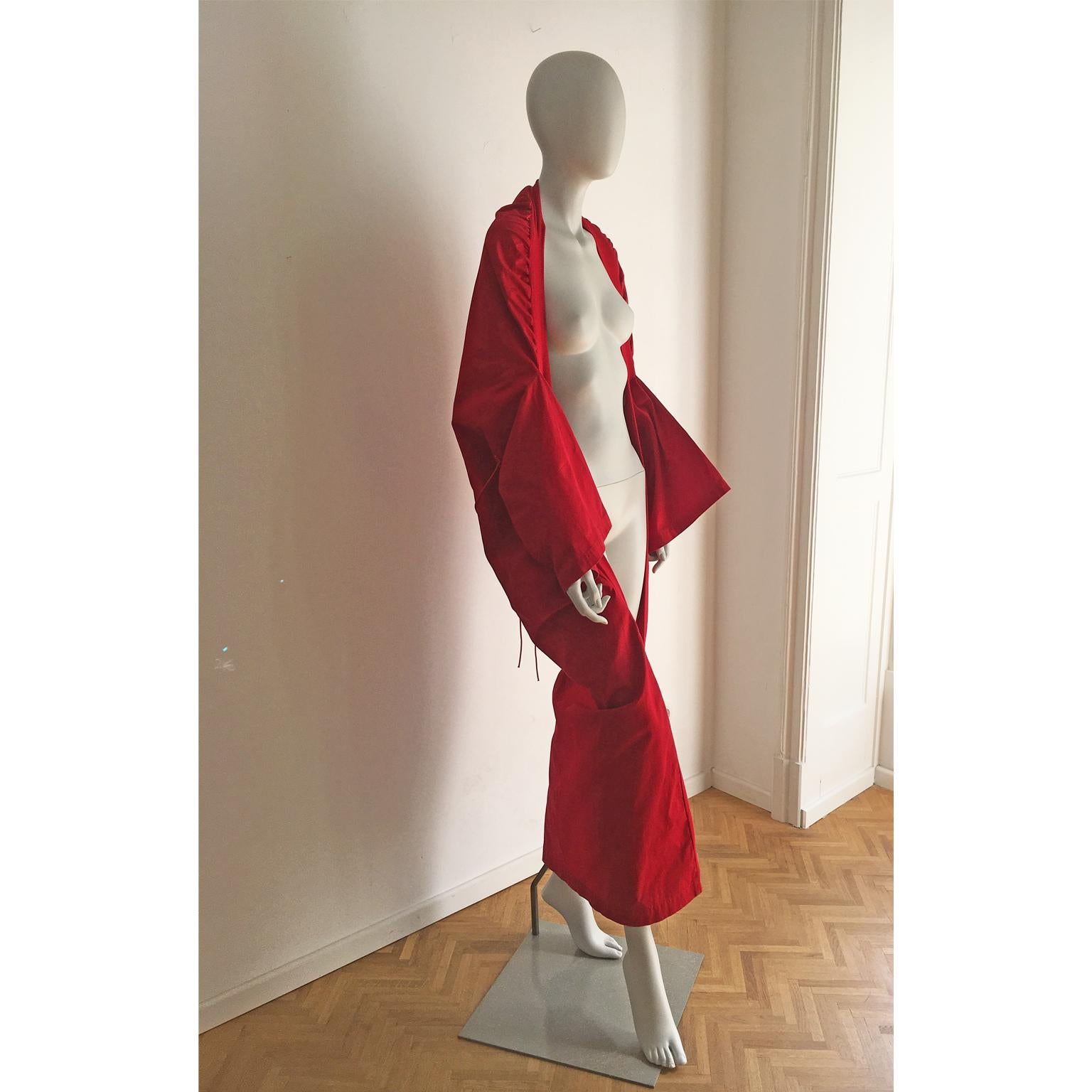 Yohji Yamamoto Red Kimono Haori Coat  In Good Condition In Berlin, DE