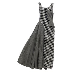 Yohji Yamamoto Runway Wool Navy Black Houndstooth Sleeveless Dress, Fall 2003