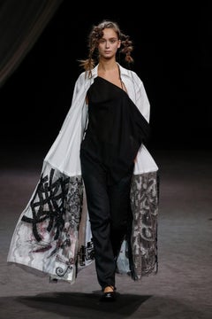 Yohji Yamamoto S/S 2020 White Balloon-Hem Embellished Shirt Dress