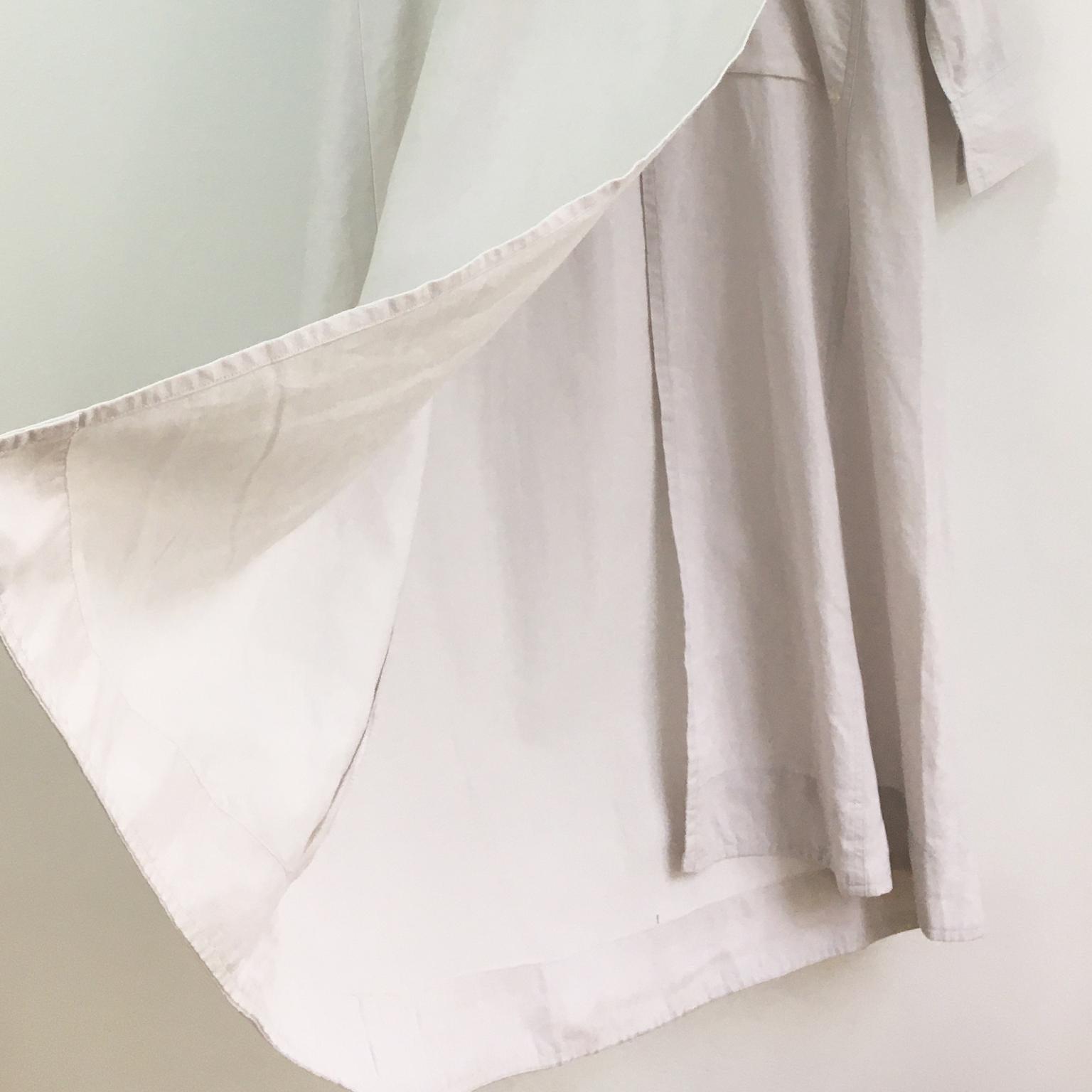 Yohji Yamamoto Sand Cream Beige Linen Sailor Long Dress Coat 90s For Sale 2