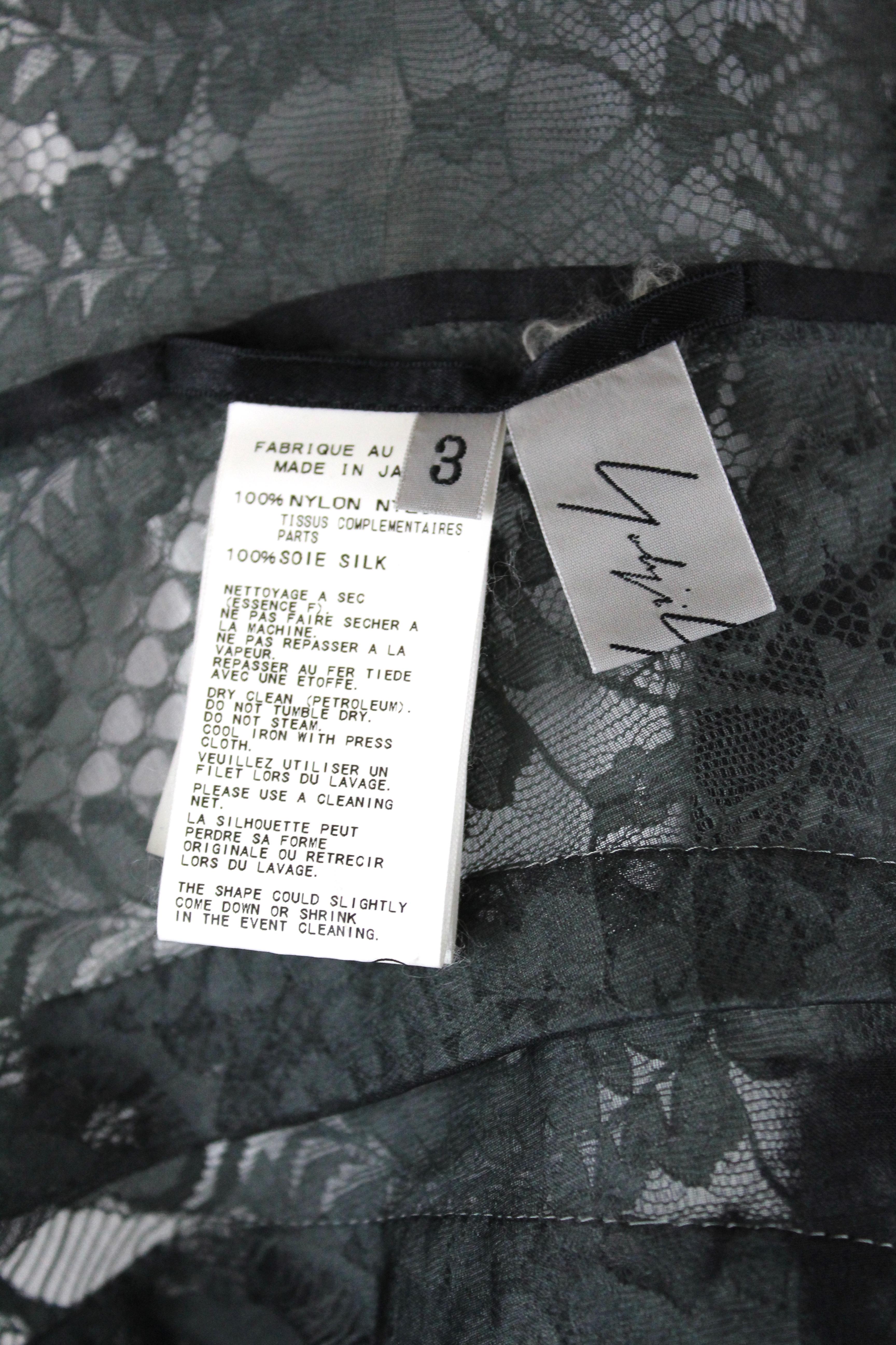 Yohji Yamamoto Sheer Green Lace Blouse, c. 2000's, Size US M For Sale 2