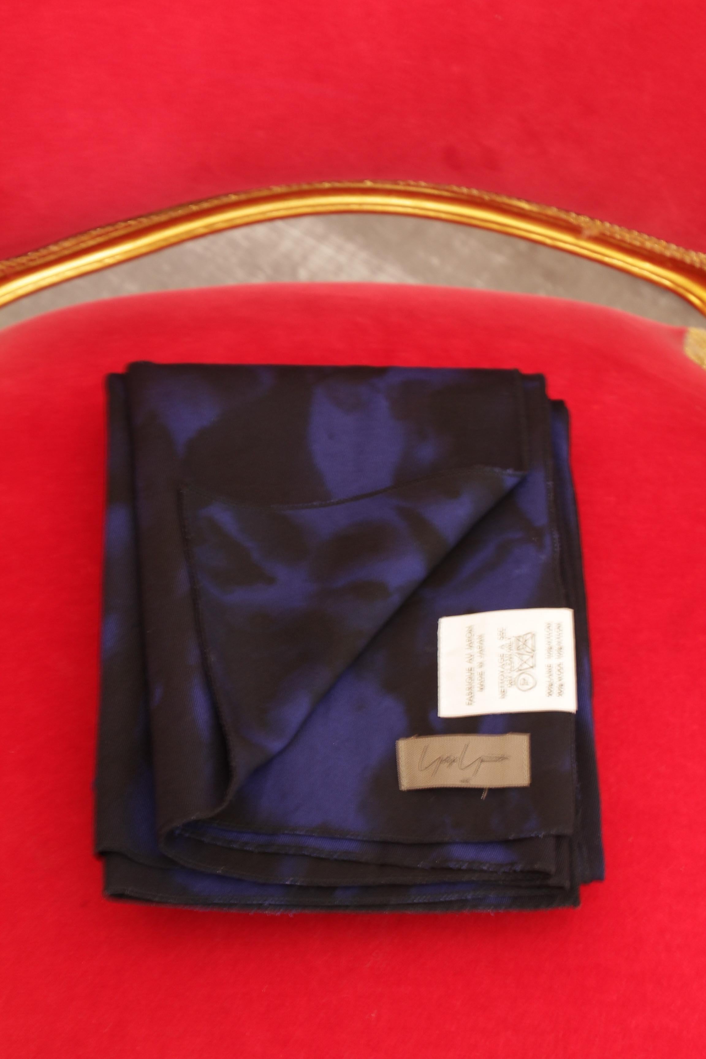 YOHJI YAMAMOTO, Shibori dyed oversize wool shawl, midnight blue and black, 1980s For Sale 1