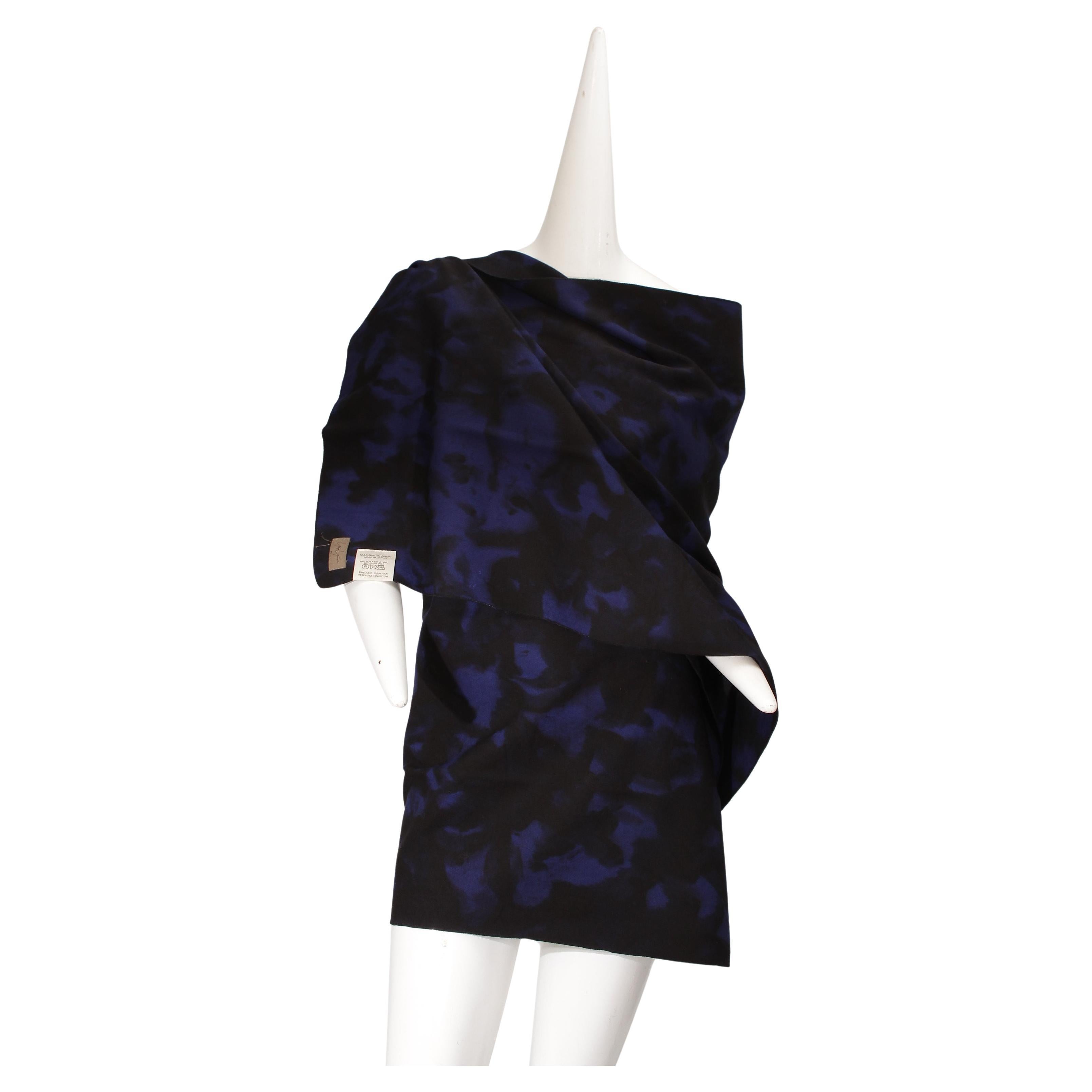 YOHJI YAMAMOTO, Shibori dyed oversize wool shawl, midnight blue and black, 1980s For Sale