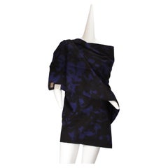 Vintage YOHJI YAMAMOTO, Shibori dyed oversize wool shawl, midnight blue and black, 1980s