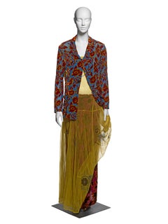 Ensemble de défilés Yohji Yamamoto (blazer, jupe et robe) en soie dévorée, SS 1997