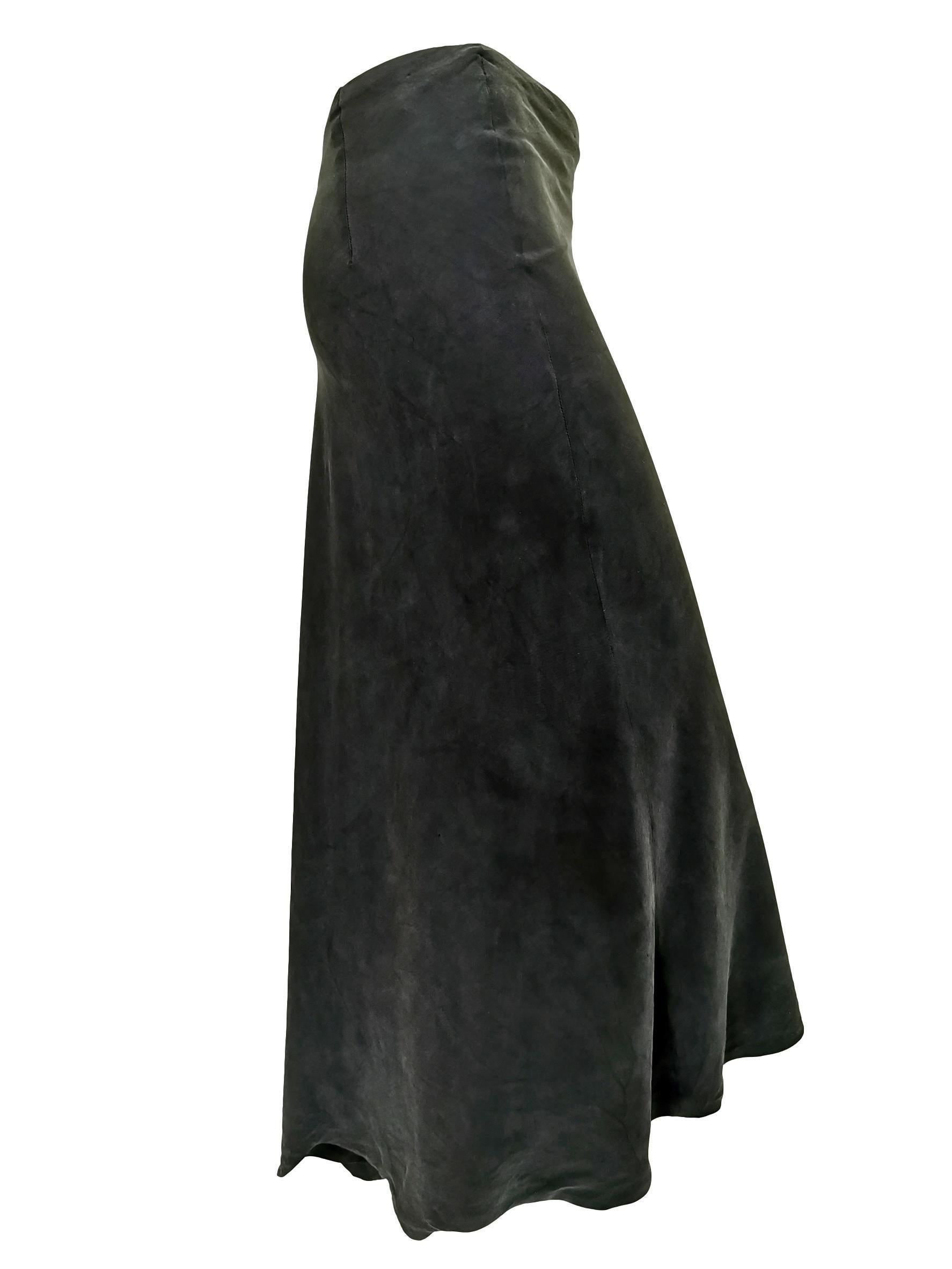 Black Yohji Yamamoto Silk Scallop Hem Skirt For Sale