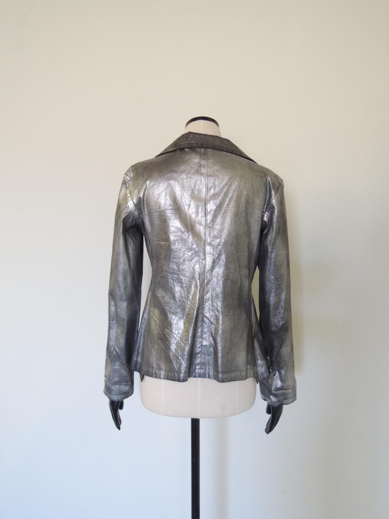 Yohji Yamamoto Silver Metallic Spray Paint Jacket For Sale at 1stDibs