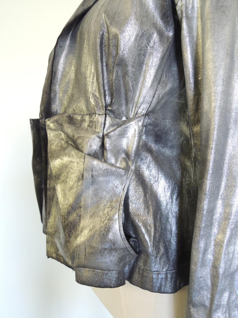 Yohji Yamamoto Silver Metallic Spray Paint Jacket For Sale at 1stDibs