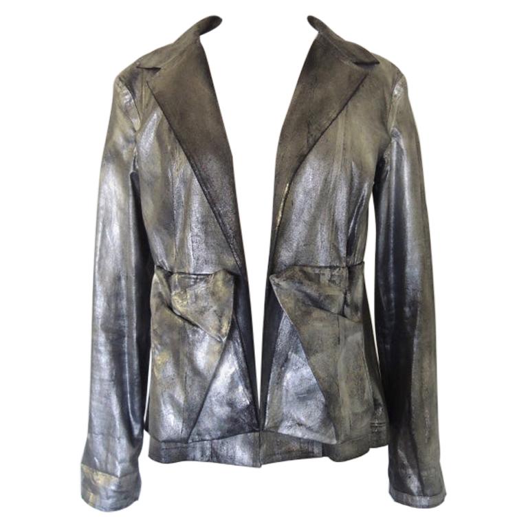 Yohji Yamamoto Silber Metallic Sprühfarbene Jacke