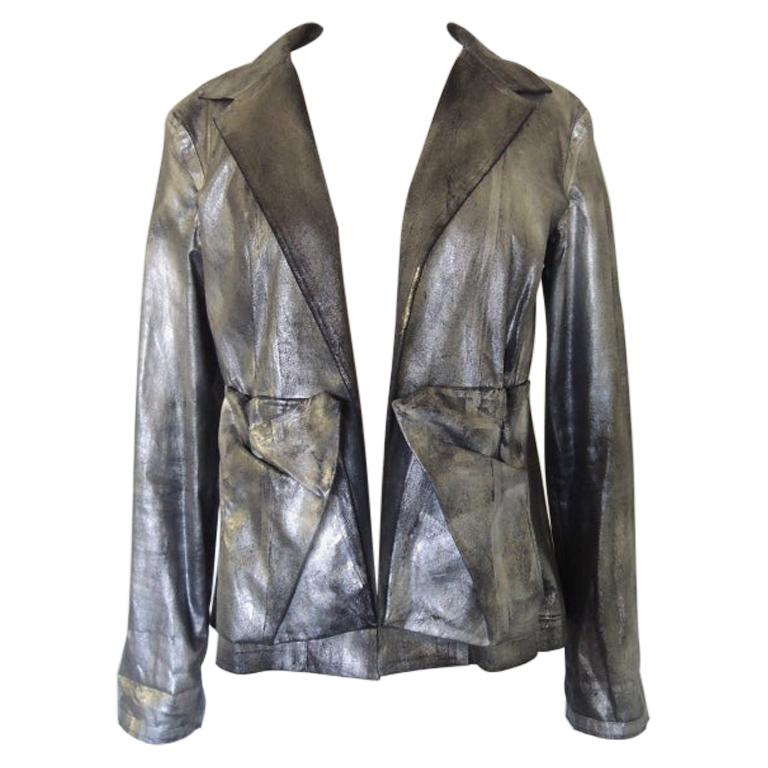 Yohji Yamamoto Silver Metallic Spray Paint Jacket For Sale at 1stDibs