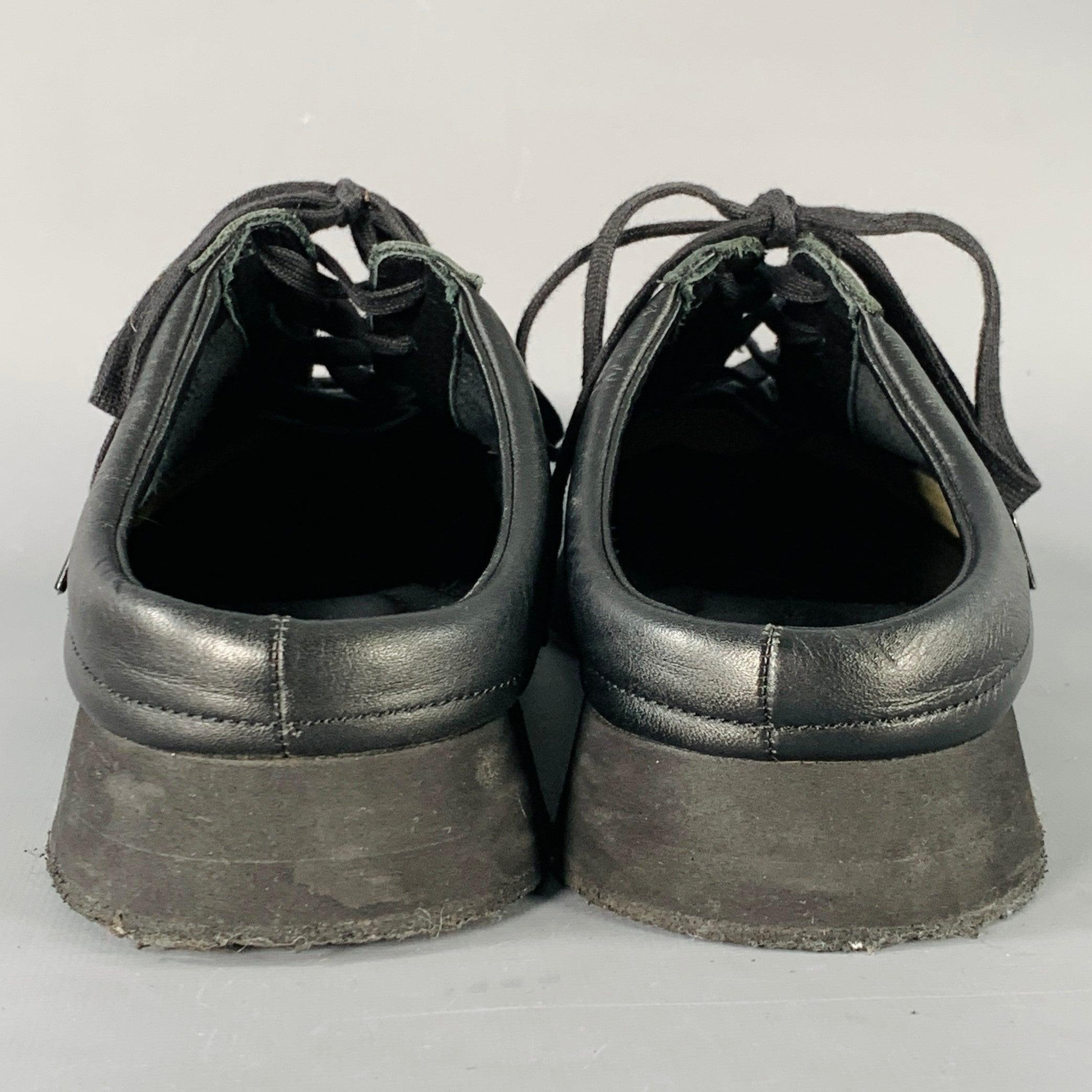 Nero YOHJI YAMAMOTO Taglia 11 - Scarpe da ginnastica in pelle nere aperte sul retro in vendita