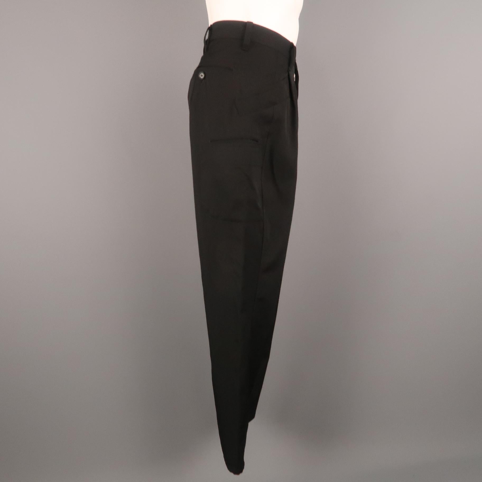 Men's YOHJI YAMAMOTO Size 32 Black Solid Wool 28 Zip Fly Casual Pants