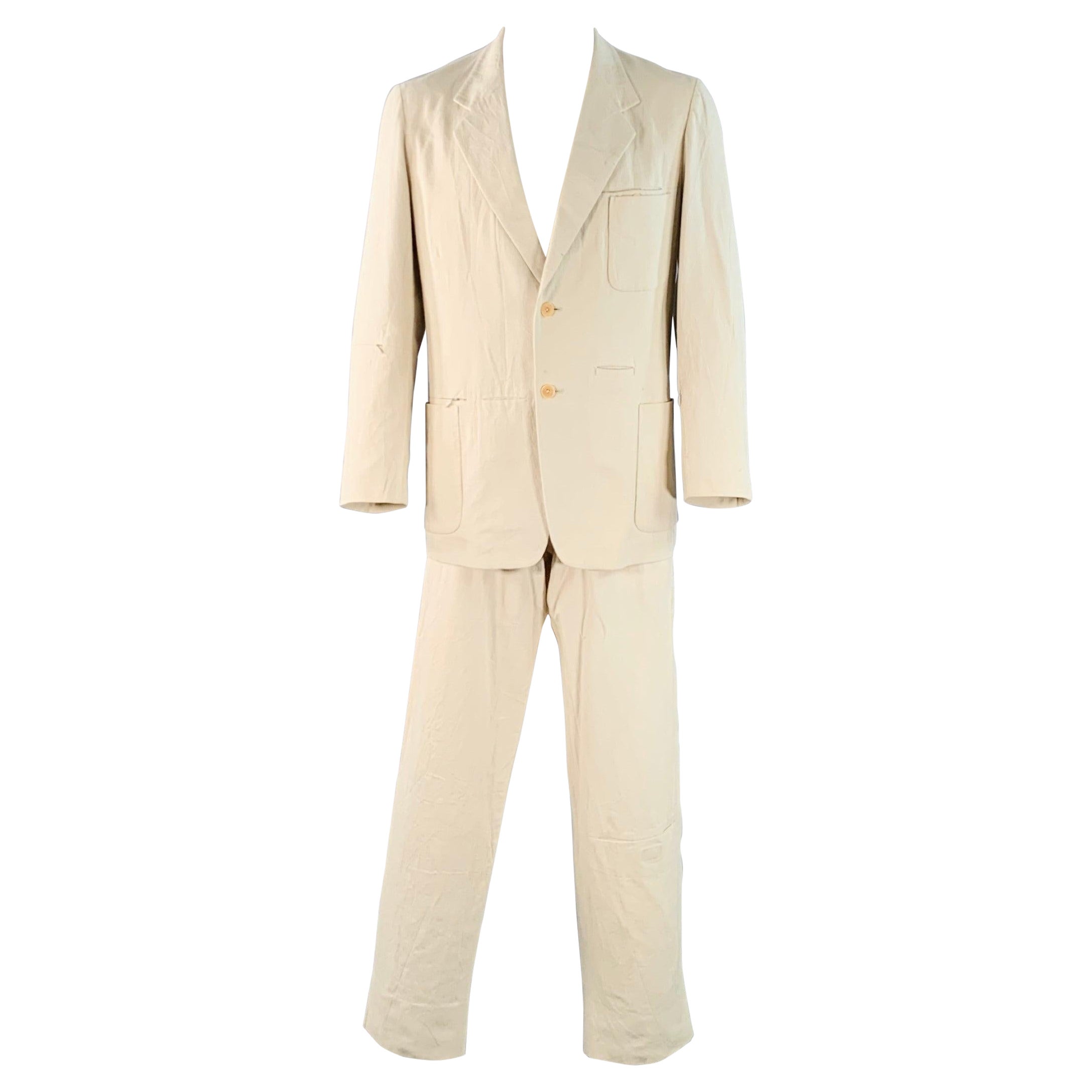 YOHJI YAMAMOTO Size L Beige Cotton Notch Lapel Suit in vendita