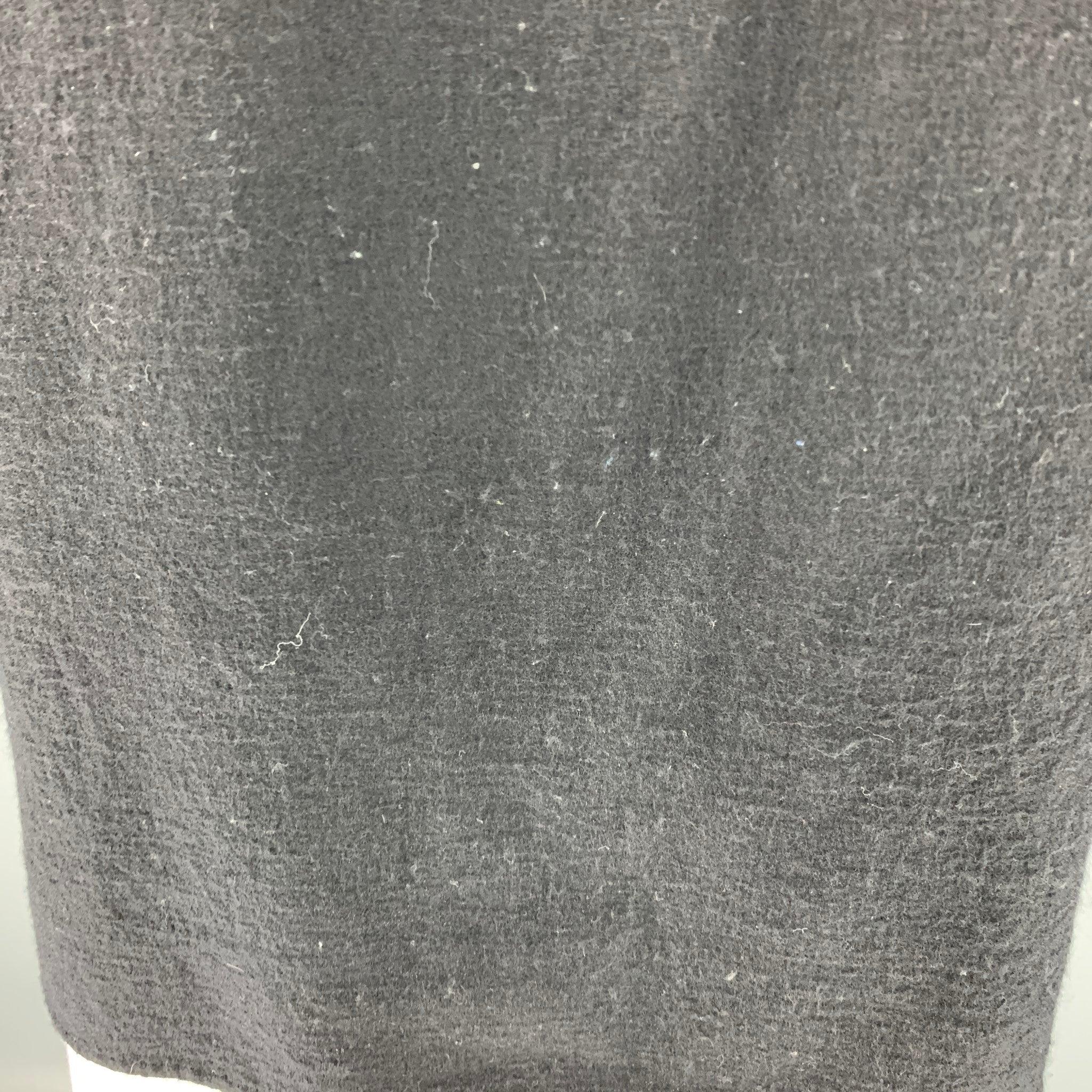 YOHJI YAMAMOTO Größe L Schwarzer Mantel aus Wolle mit Kontraststich und Patch-Taschen im Angebot 2