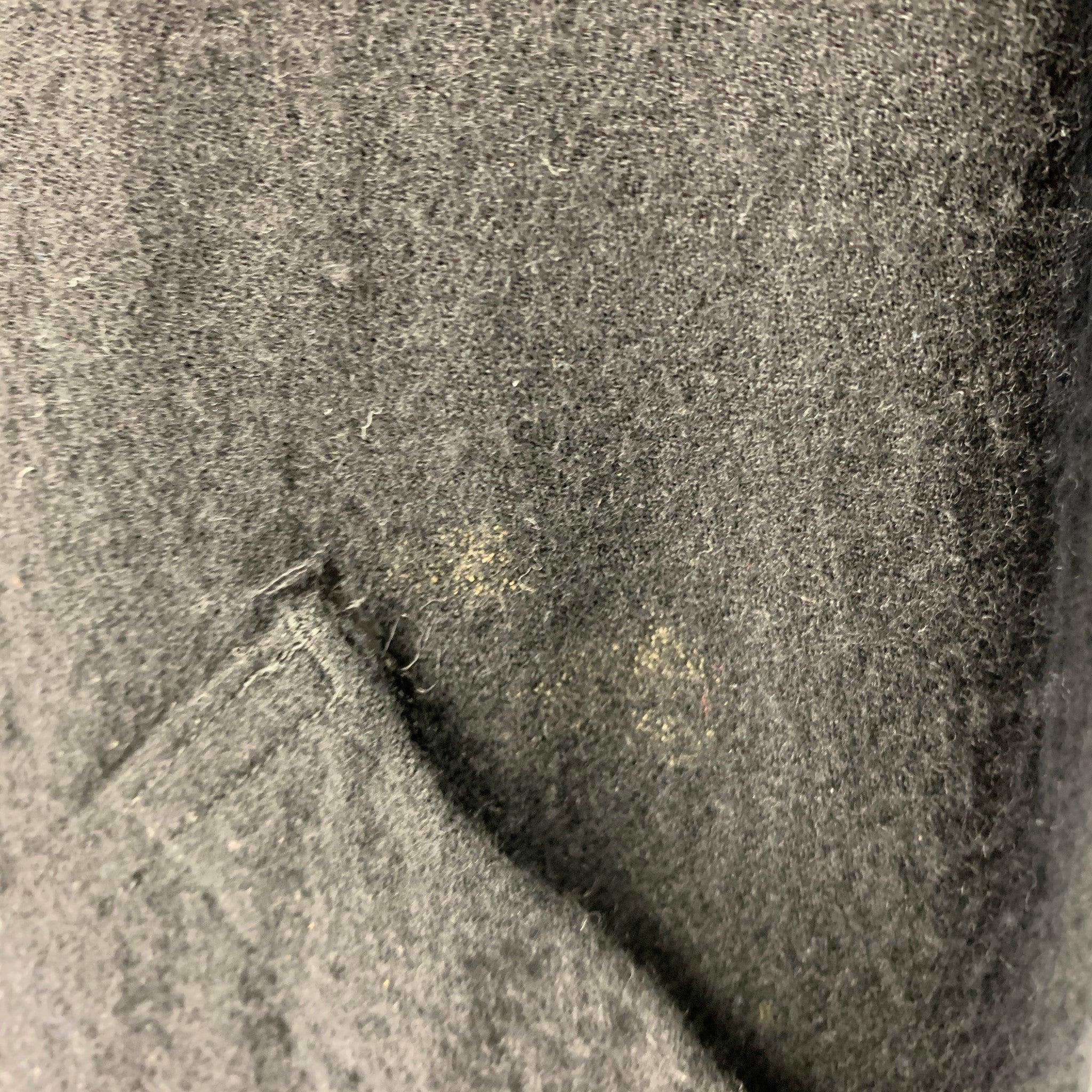 YOHJI YAMAMOTO Größe L Schwarzer Mantel aus Wolle mit Kontraststich und Patch-Taschen im Angebot 3