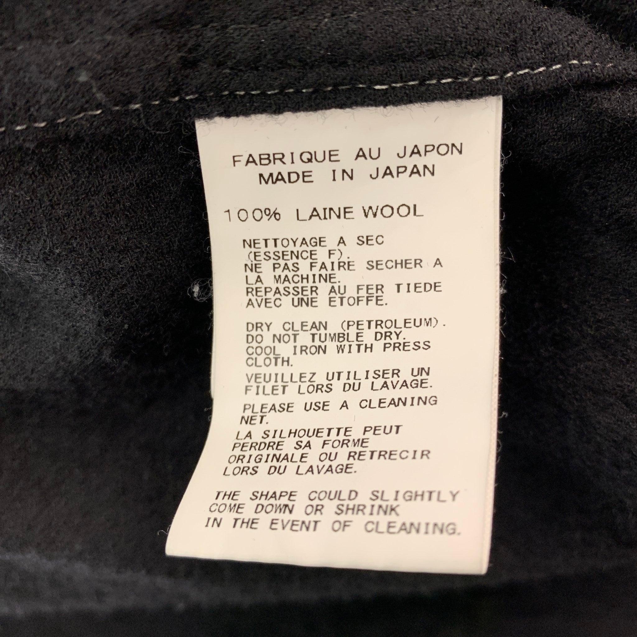 YOHJI YAMAMOTO Size L Black Contrast Stitch Wool Patch Pockets Coat For Sale 5
