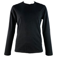 Yohji Yamamoto Taglia L Maglietta a maniche lunghe in cotone nero
