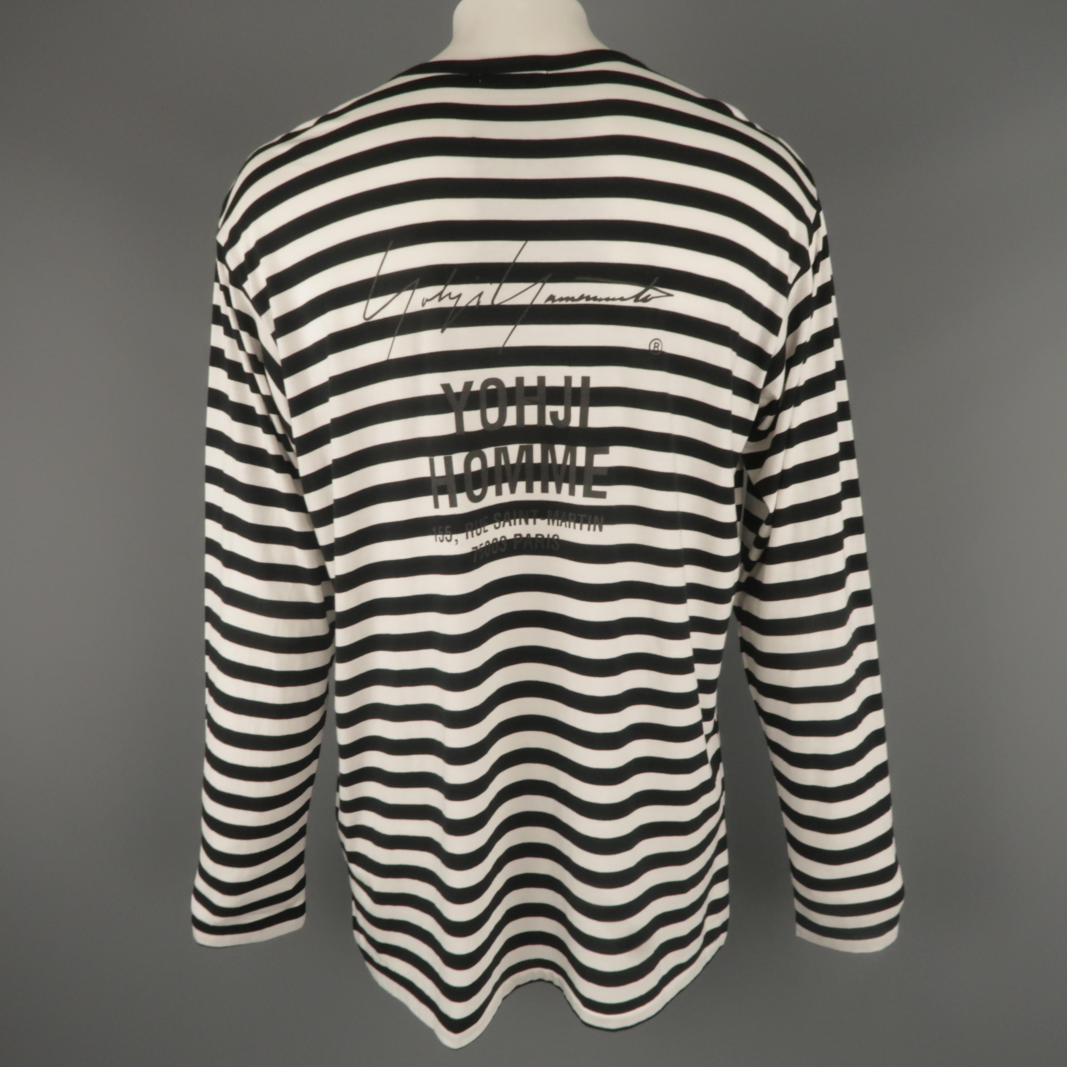 Gray YOHJI YAMAMOTO Size L Black & White Stripe YOHJI HOMME Long Sleeve T Shirt