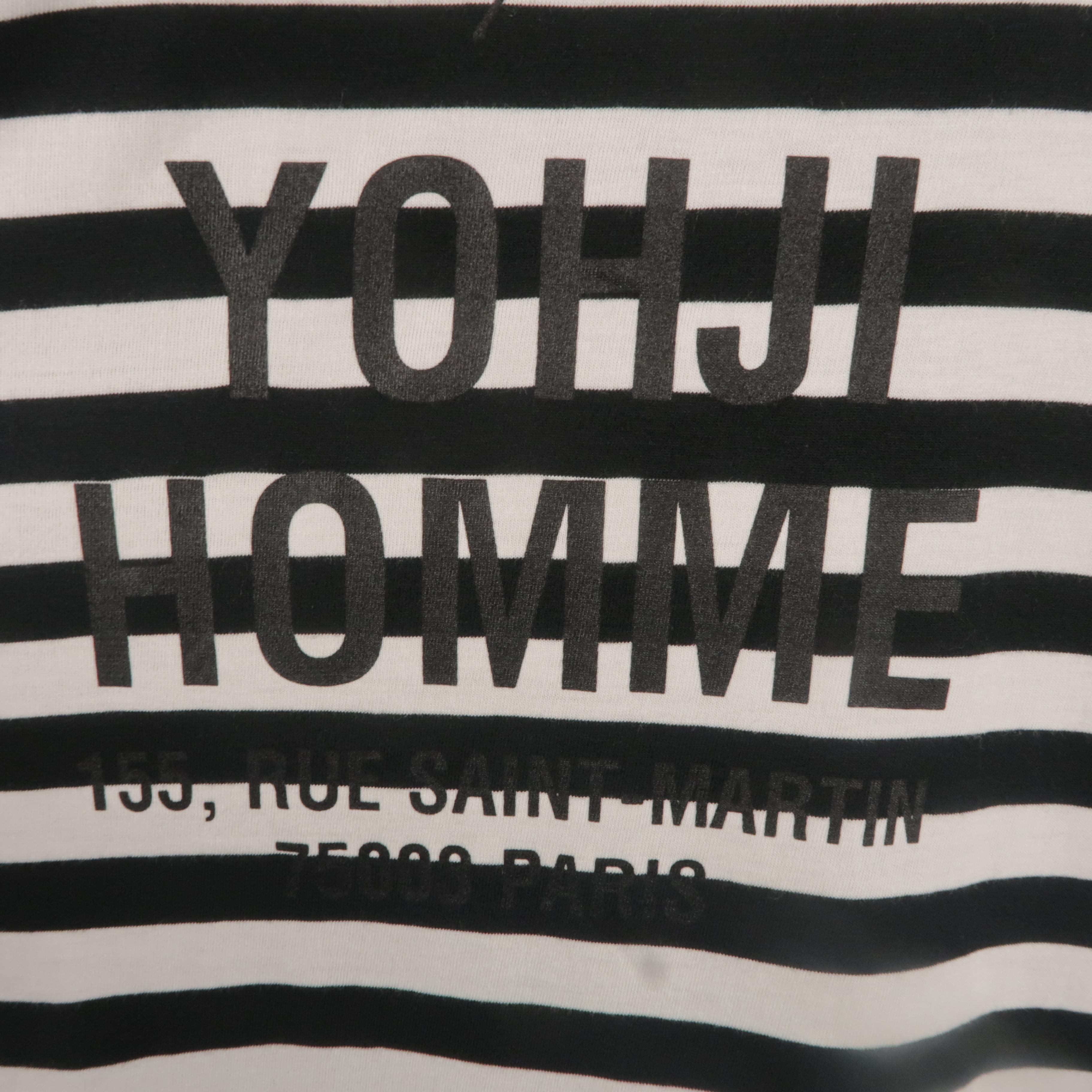 Men's YOHJI YAMAMOTO Size L Black & White Stripe YOHJI HOMME Long Sleeve T Shirt
